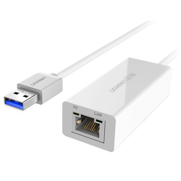 Đầu Chuyển USB 3.0 Sang Lan Gigabit Ugreen 20255 (Màu Trắng, Dài 15cm)
