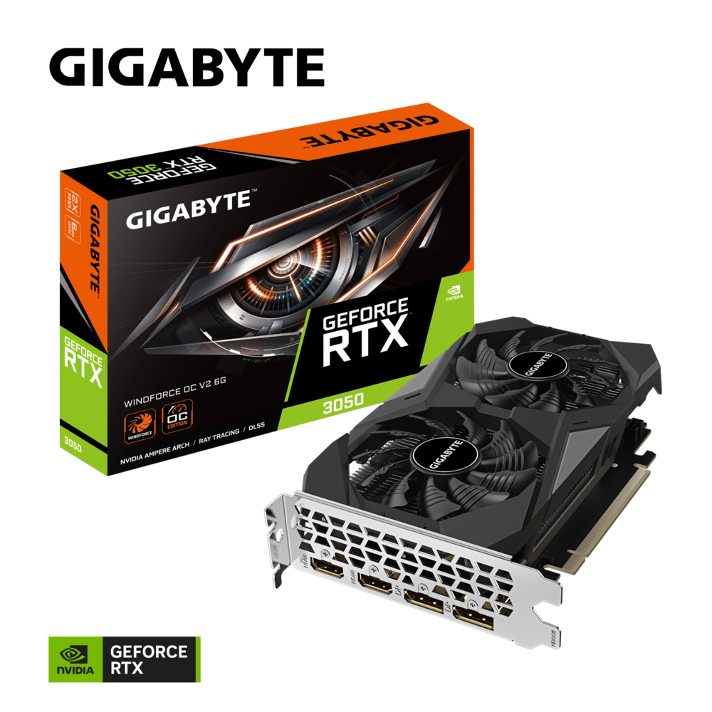 Card màn hình VGA Gigabyte RTX 3050 WINDFORCE OC V2 6G GDDR6 (N3050WF2OC-6GD)