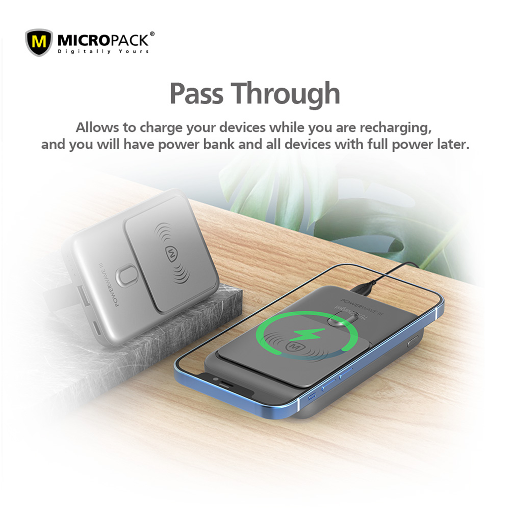 Pin sạc dự phòng không dây MicroPack POWER WAVE III WPB-1015M (Grey, WPB-1015M-GY)