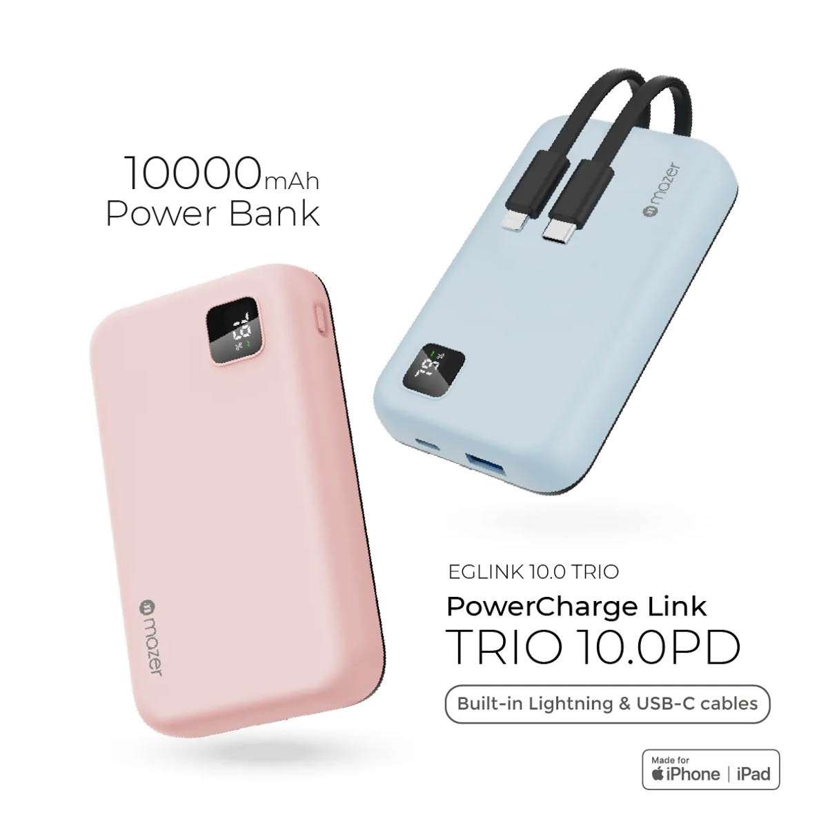 Pin sạc dự phòng Mazer SuperMINI-Pocket 10.000mAh M-EGLINK10.0TRIO-BL BLUE