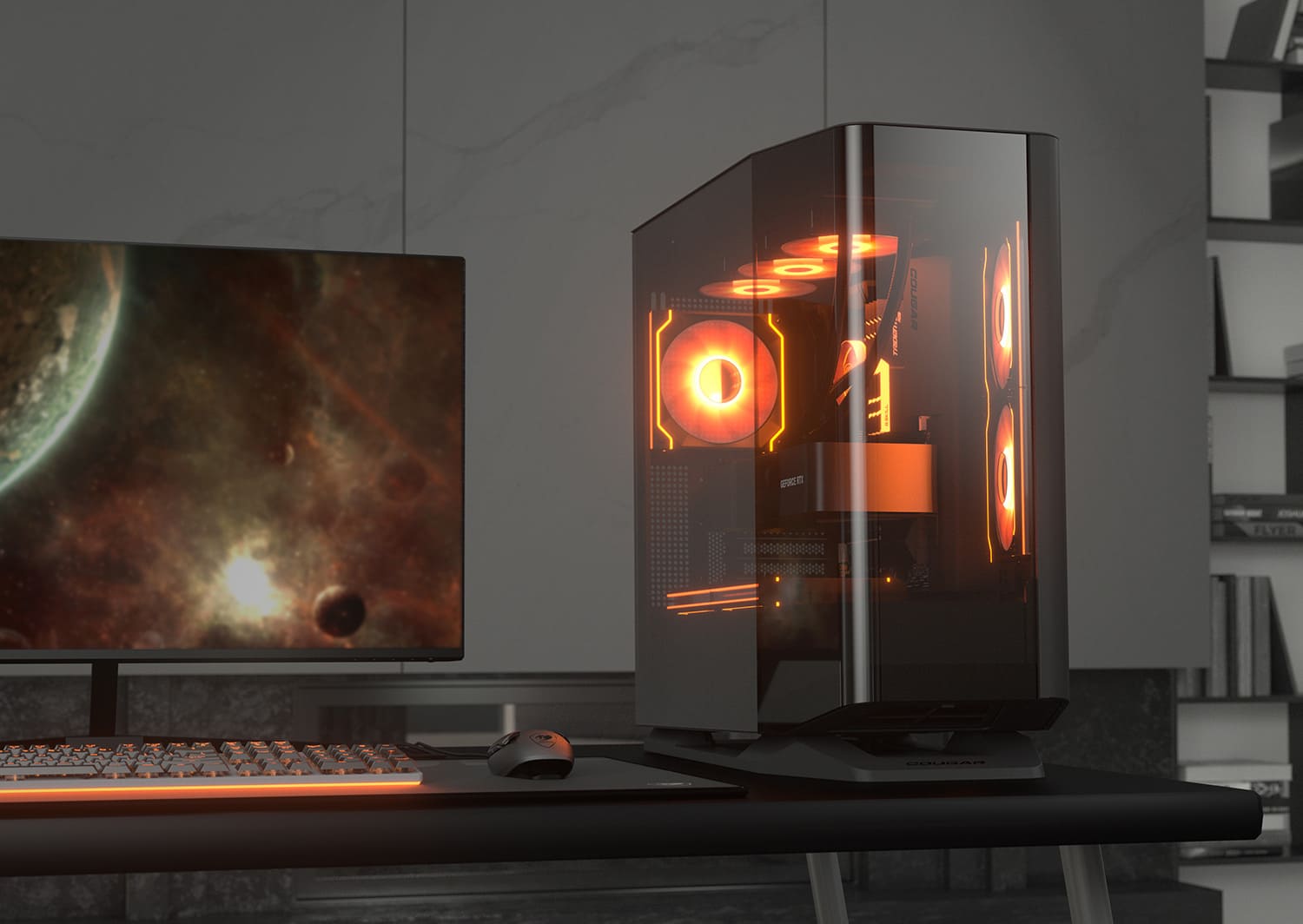 Vỏ case Cougar FV270 RGB Black (Mid Tower, E-ATX, Kính Cong, Sẵn 4 Fan ARGB, Max 9 fan, Rad 360, USB-C)