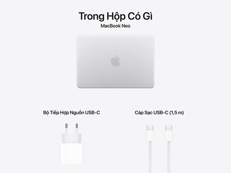 MacBook Neo A18 Pro 2026 (MHFA4SA/A) (Apple A18 Pro, 6CPU, 5GPU, RAM 8G, SSD 256GB, Màn hình 13 inch, Màu Silver, Chính Hãng)