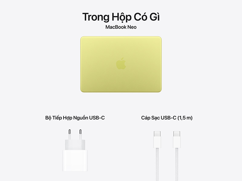 MacBook Neo A18 Pro 2026 (MHFE4SA/A) (Apple A18 Pro, 6CPU, 5GPU, RAM 8G, SSD 512GB, TOUCH ID, Màn hình 13 inch, Màu Citrus, Chính Hãng)